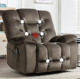 HAOMARKETS Oversized Electric Recliner Chair with Massage and Heat, 41" Wide Power Reclining Chairs with USB Port, Breathable Fabric Overstuffed Reclining Sofa for Living Room Bedroom (No Lift)