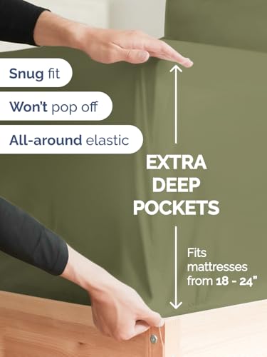 Extra Deep King Sheet Set - 6 Piece Breathable and Cooling Sheets - Hotel Luxury Bedding for Women, Men, Kids & Teens - Easy & Secure Fit - Soft, Wrinkle Free & Comfy - Extra Deep Pockets - Sage Green CGK Unlimited