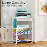 Homsorout Movable Heat Press Table - Heat Transfer Machine Stand Compatible for Cricut, Vinyl Roll Holder, Rolling Metal Wood Sublimation Printer Organizer for T Shirt Maker Craft, 23.6''×19.6'' Homsorout