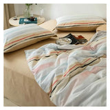 YUSIWOAL Bedding set Cotton Duvet cover Feathers Bed linen Set Bedding Queen Single size comforter sets,Summer Duvet Cover sets(D,FITTED BED SHEET-KING 4PCS) YUSIWOAL
