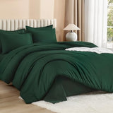 Litanika King Size Comforter Set Dark Emerald Green - 7 Pieces Bed in a Bag King Bedding Comforter Sets, Solid Lightweight Bed Set with Comforter, Sheets, Pillowcases & Shams Litanika