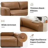 COLAMY 95" Oversized PU Leather Couch, Comfy loveseat Sofa with Extra Deep Seats, Wide Armrests and Down-Filled Cushion, 3-Seater Mid Century Modern Sofa for Living Room, Apartment Lounge (Brown) COLAMY