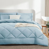 CozyLux King Size Comforter Set Light Blue - 7 Pieces Bed in a Bag King, Luxury Soft Bed Set for All Seasons, Bedding Set with Down Alternative Comforter, Sheets, Pillowcases & Shams CozyLux