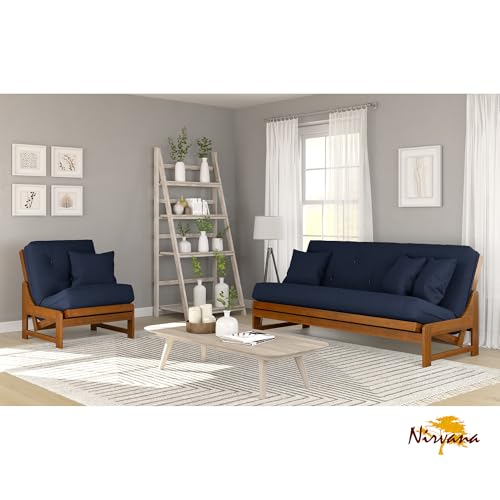 Nirvana Futons Arden Armless Style Chair and Navy Blue Cushion Set Nirvana Futons