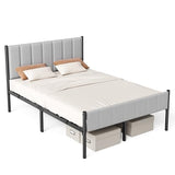 VASAGLE Full Bed Frame with Upholstered Headboard, Metal Bed Frame Full Size with Footboard, 1100 lb Weight Capacity, Steel Slats, Easy Assembly, No Box Spring Needed, Dove Gray URMB982G01V1 VASAGLE
