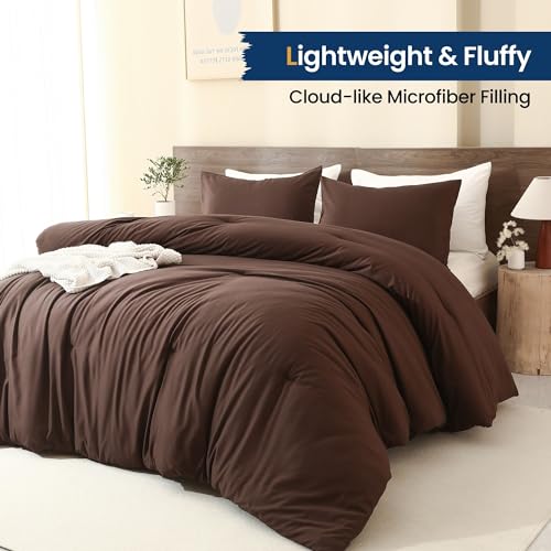 Paxrac Earthy Brown Comforter Twin/Twin XL Size, Neutral 2 Pieces Comforter Set, Lightweight Solid Bedding Set, All Seasons Soft Fluffy King Comforter Set (68x90In Comforter & 1 Pillowcase) Paxrac