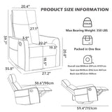 Trustyue Swivel Rocker Recliner Chair, 360° Swivel Recliner with Heat and Massage, Rocker Recliner Nursery Glider Chair with Side Pockets for Living Room (Khaki, Fabric)