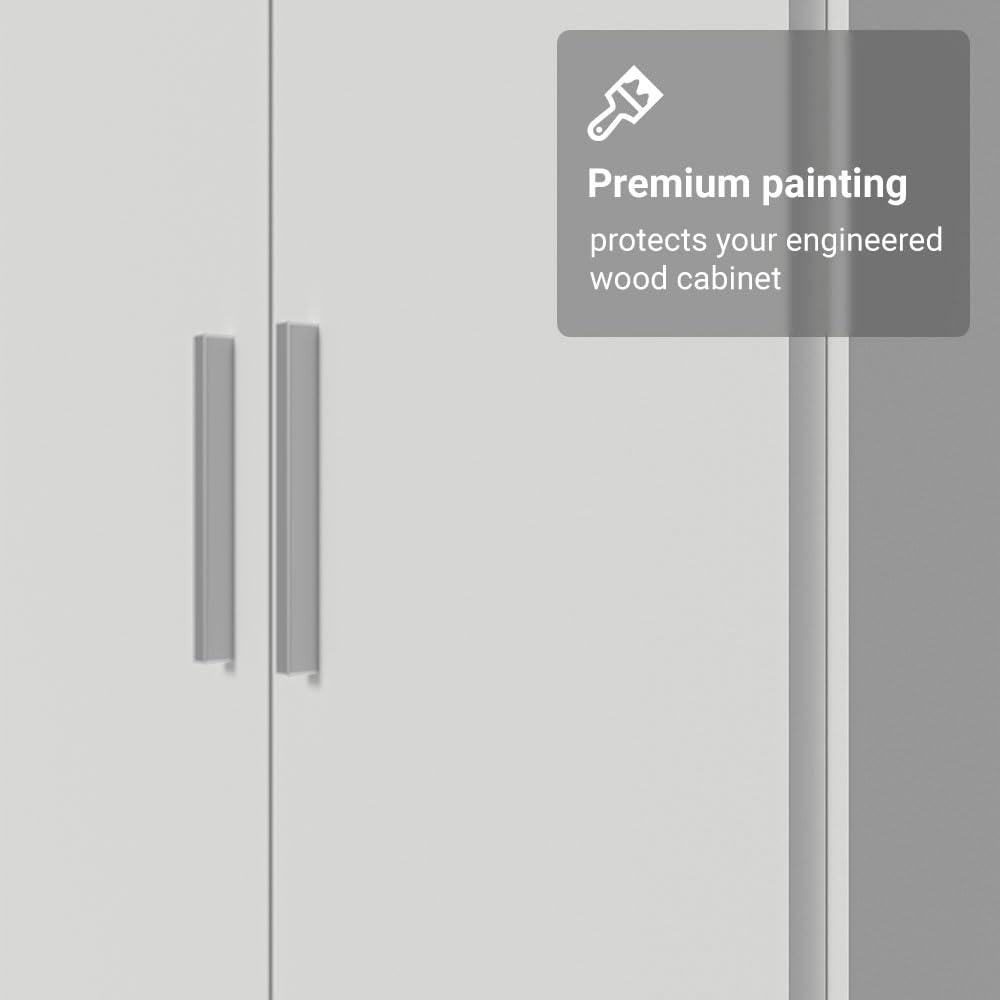 Madesa Pantry Storage Cabinet Armoire Closet with 2 Doors and 5 Utility Shelves 23" L Inch Wooden Organization Unit for Bedroom, Office, Laundry Room, Kitchen, and Garage (White) Madesa