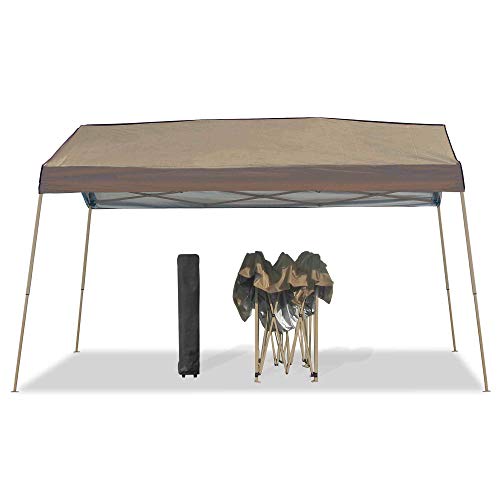 Z-Shade 12 x 14 Foot Panorama Instant Pop Up Canopy Tent Outdoor Shelter Tent with Reliable Stakes, Steel Frame, and Rolling Bag, Tan Z-Shade