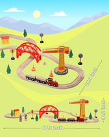 SainSmart Jr. Wooden Train Set for Toddler, 41pcs Wood Train Track w/Crane Fits Brio, Thomas, Melissa and Doug, Kids Wood Toy Train for Kids Ages 3+ SainSmart Jr.