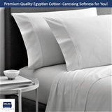Cottingon 4 Piece Full XL Dorm Bedding Set for College, 100% Long Staple Premium Egyptian Cotton, Soft Bed Sheets, Fits Upto 15" Deep Mattress 54"X80" Extra Long, White Cottingon