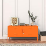 Aiasuit Orange Lockable Metal TV Stand Entertainment Center, Heavy Duty Storage Cabinet Supports 80+ Inch TVs, Multifunctional Media Console for Home Living Room Office 22" H X 35.4" W X 13.8" D Aiasuit