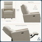 Nurture& The Glider Premium Power Recliner Nursery Glider Chair with Adjustable Head Support | Designed with a Thoughtful Combination of Function and Comfort | Built-in USB Charger (Ivory)