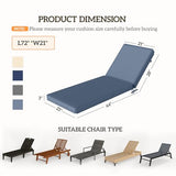 Outsunny Chaise Lounge Cushions Outdoor Set of 2, Fade Resistant, 72 x 21 x 3 in Sun Lounger Replacement Cushions, Patio Lounge Chair Pads with Removable Cover for Pool, Beach, Deck, Lawn, Blue
