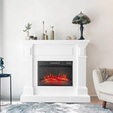 43 Inch White Electric Fireplace with Mantel, Stylish Heater for Your Living Room or Bedroom, Includes Remote Control and LED Flame Effects Cloud Mountain