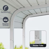 12x20 FT Heavy Duty Metal Carport Kits with Galvanized Steel Roof and Frame, Outdoor Carport Canopy Enhanced Base, Extra Large Car Garage Shelter for Car, SUV, Truck and Boats, Gray Redpick