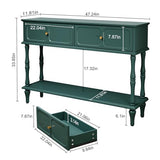 ARTPOWER Mid-Century Console Table for Entryway with 2 Drawers, Green Entryway Table with Storage Cabinets and Open Shelf, Narrow Long Couch Table Behind Sofa for Living Room, Foyer, Hallway ARTPOWER