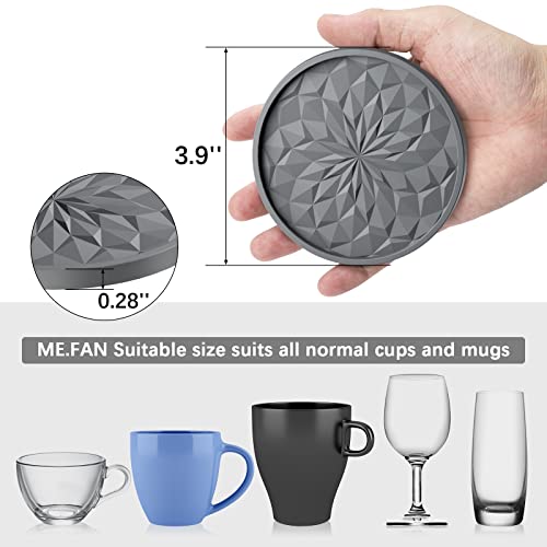 ME.FAN Silicone Coasters [6 Pack] Coasters with Holder - Drinking Coasters - Cup Mat for Drinks - Live for Hot or Cold Drink Thickened, Non-Slip, Non-stick, Deep Tray Black ME.FAN
