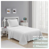 Heritage Kids 3-Piece Twin Sheet Set,White, Includes Top Sheet, Fitted Sheet & Pillowcase,Ultra-Soft Microfiber Kids Bed Sheet Set Heritage Kids