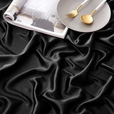 Horbaunal 4 Piece Satin Sheet Set Twin Size Luxury Silky & Soft Black Satin Twin Bed Sheet Set with 16" Deep Pocket, 1 Fitted Sheet, 1 Flat Sheet, 2 Pillowcases Horbaunal