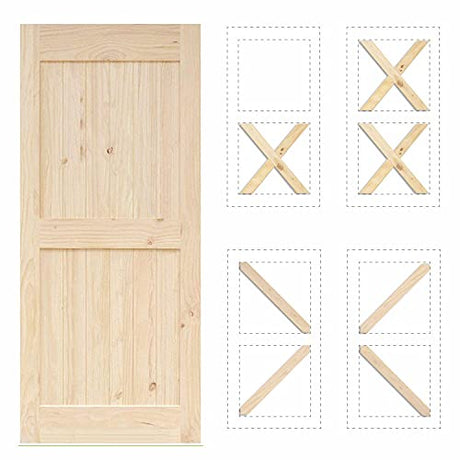 Homacer 5-in-1 Design Solid Natural Pine Wood Barn Door, 24in Wide 84in High, Unfinished and Unassembled, with Pre-drilled Holes for Easy Assemble, HOMACER