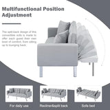 78" Modern Sofa Bed Futon,Convertible Sleeper Bed Couch with 4 Reclining Backrest,Comfy Velvet Cloud Sofa Loveseat for Living Room Bedroom Office (Grey) Anwick