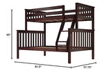 Max & Lily Twin Over Full Bunk Bed in Espresso - Solid Wood Frame with Removable Ladder and Safety Guardrails Max & Lily