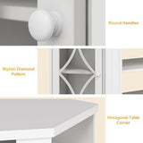 FansaFurn Corner TV Stands with 18'' Fireplace, Media Console Table with Adjustable Shelves & Acrylic Doors, Entertainment Center for TVs up to 55'', Corner Cabinet for Living Room, Bedroom, White FansaFurn