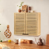 HYNAWIN Bamboo 2 Tier Bathroom Wall Cabinet with Adjustable Shelf, Double Door Cabinet for Bathroom, Living Room (20.28'' Height) HYNAWIN