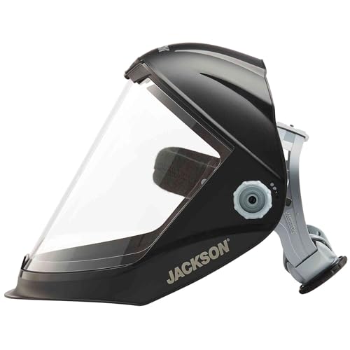Jackson Safety Lightweight MAXVIEW Premium Face Shield - Mask with 370 Speed Dial Ratcheting Headgear, ANSI Z87.1, for Work, Grinding, Cutting - Anti Fog Coating - Clear Tint Jackson Safety