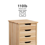 Linon Home Decor Products Corinne Six Drawer Storage, Natural Rolling Cart Linon Home Decor Products