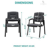 Naomi Home Faux Leather Stackable Office Guest Chairs – Reception Chairs with Armrests for Lobby, Clinic, Medical Waiting Room or Conference Room Seating - Black, Set of 6 Naomi Home