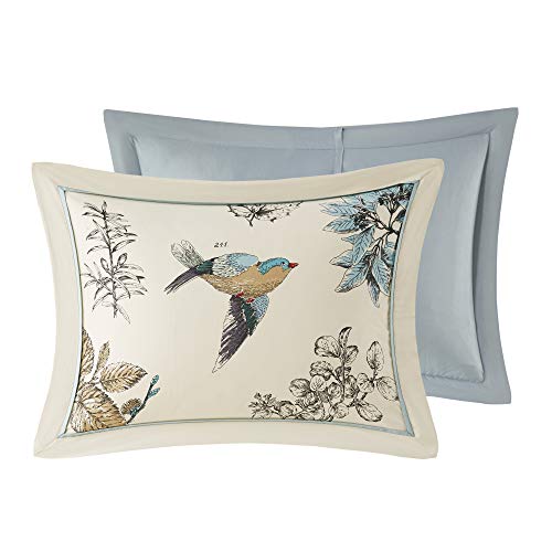 Madison Park Quincy Cozy Comforter Nature Scenery Design - All Season Bedding, Matching Bed Skirt, Decorative Pillows, Quincy, Leaf & Bird Khaki King(104"x92") 7 Piece