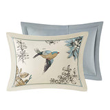 Madison Park Quincy Cozy Comforter Nature Scenery Design - All Season Bedding, Matching Bed Skirt, Decorative Pillows, Quincy, Leaf & Bird Khaki King(104"x92") 7 Piece