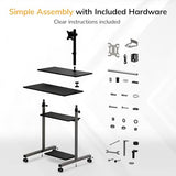 Mount-It! Mobile Computer Cart with Monitor Mount for Screen up to 32", Portable Desk on Wheels, Rolling Laptop Stand Teachers, Office, Classroom, Rise up to 53", Projector, Podium, Keyboard Tray Mount-It!