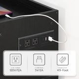 HOOBRO Pantry Cabinet with Charging Station, Kitchen Pantry Cabinet with LED Light and Storage Shelves, Kitchen Pantry with Acrylic Drawer Door for Kitchen, Dining Room, Black and Gold DB22UDPC01 HOOBRO