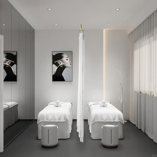 Gtouse Privacy Curtains for Room Divider, Metal Support Wall Mounted Privacy Curtain, U-Shape Portable Room Divider Curtains for Fitting Room Beauty Salon Bedroom and Hospital,1 Panel, 7.54ft (White) Gtouse