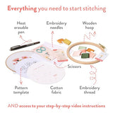 Clever Poppy Sunset Meadow Beginner Embroidery Kit – Easy Embroidery Kit for Beginners with Hoop, Thread & Patterns – Hand Embroidery Kit for Adults and Teens – Complete Embroidery Starter Kit