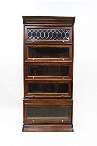 Crafters and Weavers Legacy Solid Mahogany Wood 5 Stack Barrister Bookcase - Brown Walnut Crafters and Weavers