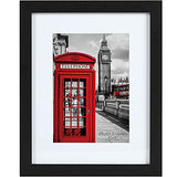 PEALSN 8x10 Picture Frame Set of 6, Display Picture 5x7 with Mat or 8x10 Without Mat, Black Woodgrain PEALSN