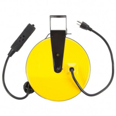 30ft Retractable Metal Cord Reel w/3 Outlets - 10amp