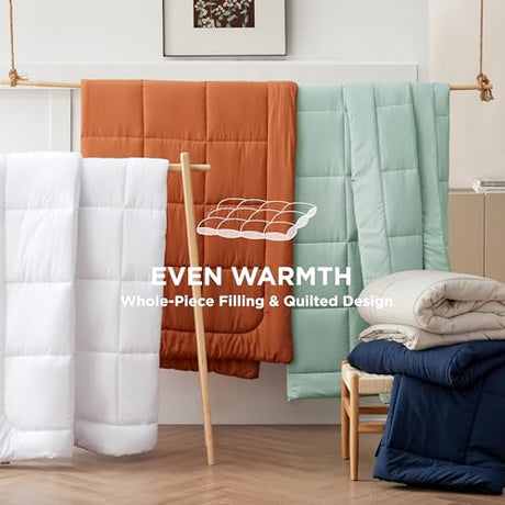 Bedsure Comforter Duvet Insert - Quilted Comforters Twin Size, All Season Duvet, GentleSoft Down Alternative Bedding, with 8 Tabs, Gifts for Women/Men, White, Twin 88 x 68 Inches Bedsure