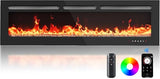 Silonn 60″Smart Electric Fireplace Heater with App & Remote Control, 5300 BTU Heat Output, Ultra-Slim Wall-Mounted or Recessed Electric Fireplace Inserts with Timer, 20 Flame Colors,WiFi Enabled Silonn