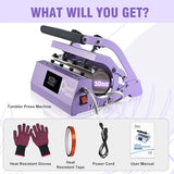PlanetFlame Tumbler Heat Press Machine 110V Tumbler Mug Press for 30oz 20oz 16oz Sublimation Straight Skinny Tumblers Glass Jar Cans & 11-15oz Mugs, DIY Cup Heat Press Transfer Print, Purple PlanetFlame