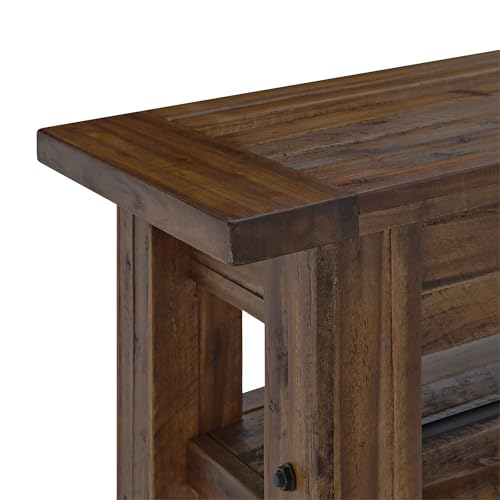 Durango 54-Inch Farmhouse-Industrial Style Wood Console Table with Two Open Shelves, Solid Wood Top, and Natural Grain and Knots – Fits TVs up to 60 Inches in Living Rooms by Alaterre Furniture Alaterre Furniture