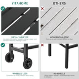 YITAHOME 39" Weatherproof Outdoor Bar Table - Sturdy Black Patio Table for Garden, Balcony, Poolside YITAHOME