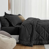 Love's cabin Twin Comforter Set Black, 5 Pieces Twin Bed in a Bag, All Season Bedding Sets with 1 Comforter, 1 Flat Sheet, 1 Fitted Sheet, 1 Pillowcase and 1 Pillow Sham Love's cabin