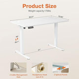 Sweetcrispy Electric Standing Desk Adjustable Height, 40x24 Inch Sit Stand Up Home Office Desks Computer Workstation PC Work Table with 3 Memory Preset Splice Wood Board Metal Frame, White Sweetcrispy