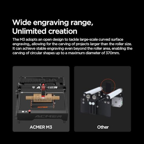ACMER M3 Laser Rotary Roller, 360° Y-Axis Rotary Module for Cylindrical Engraving, Adjustable 6–164mm Diameter, Compatible with ACMER P3/P2/P1/S2/S1/P1 S Pro and Most Laser Engravers ACMER