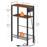 HOOBRO 15.7" Narrow Console Table with Charging Station, 3 Tier Entryway Table for Small Space, Behind Couch Table, Sofa Table, for Entryway, Hallway, Living Room, Rustic Brown and Black BF42UXG01 HOOBRO